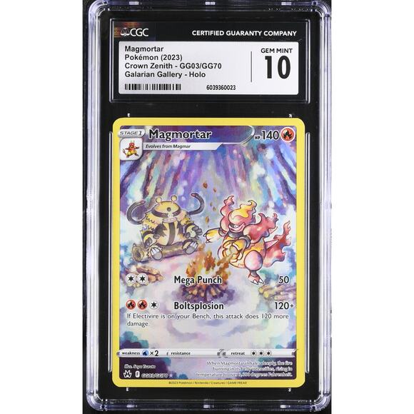 CGC 10 GEM MINT Magmortar GG03/GG70 Crown Zenith 2023 Galarian Gallery (PSA/BGS) - Picture 1 of 2